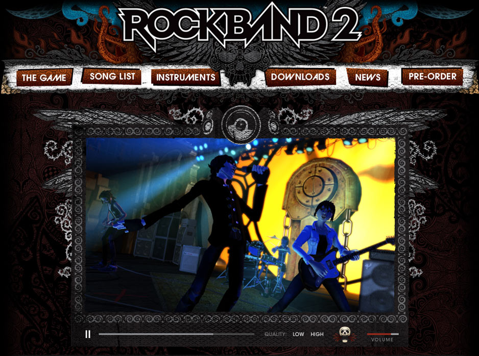 Rock Band 2 Video Player Page